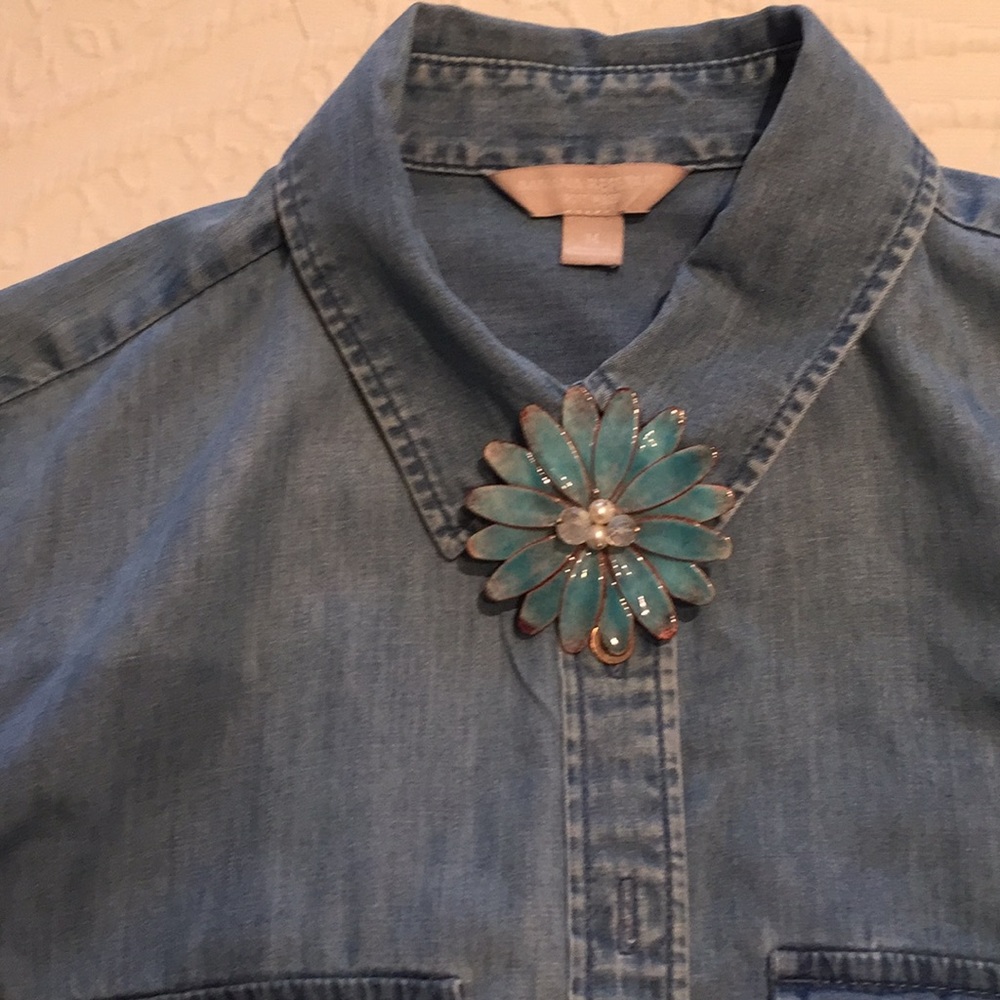 Artisan Made Enameled Copper Flower Pin/Pendant